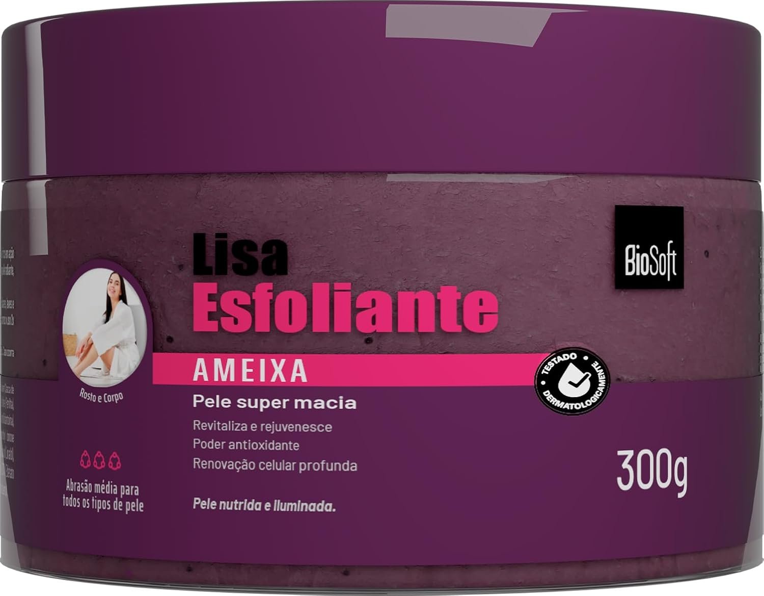 Soft Hair - Esfoliante Corporal Soft Hair Biosoft Lisa 300G Ameixa