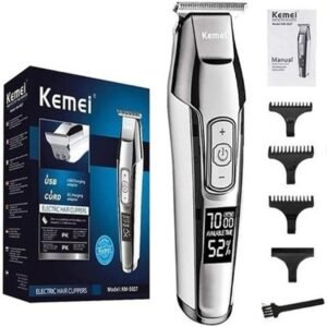 KEMEI ‎XSH-5027 Aparador de cabelo masculino sem fio, recarregável por USB, Prata