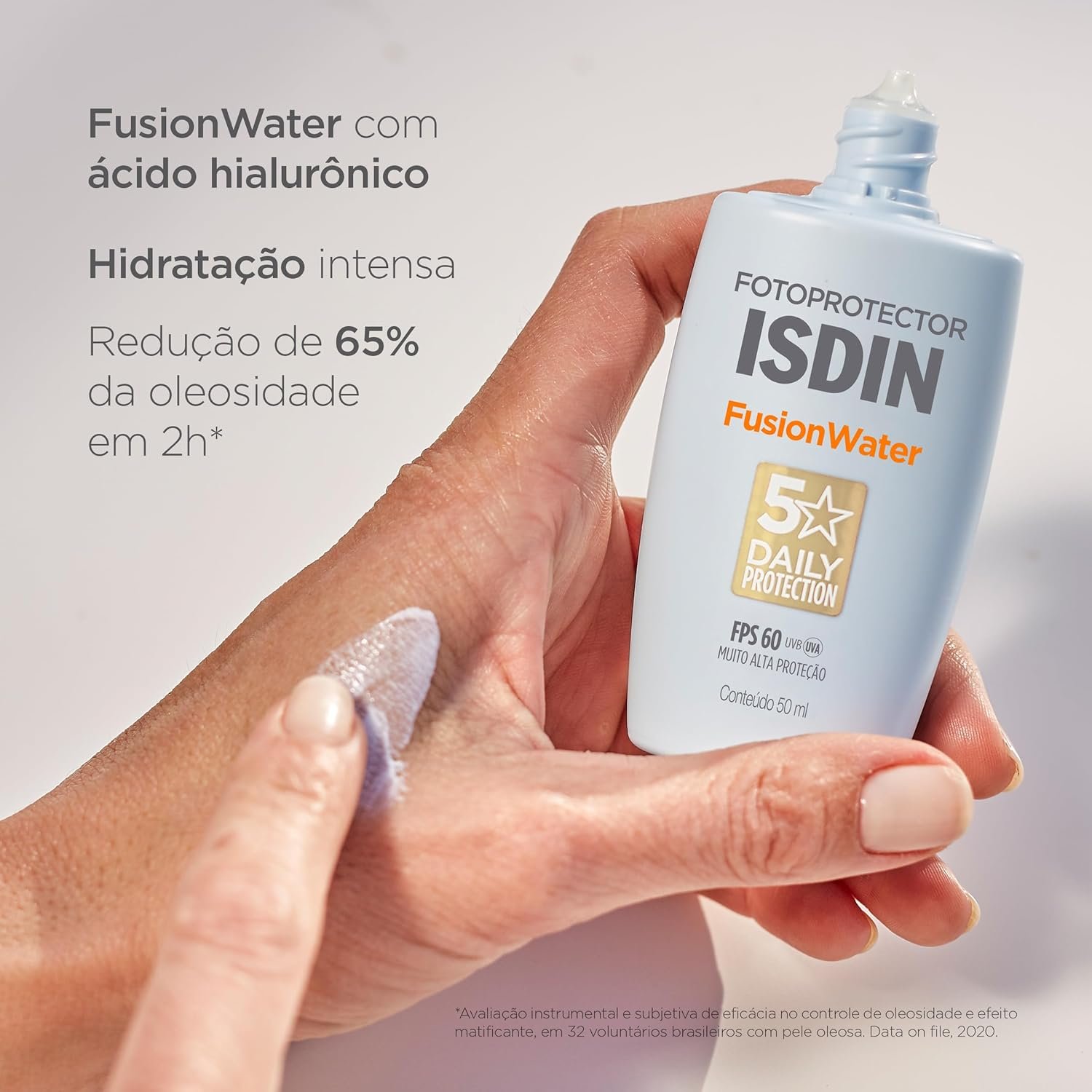 ISDIN Protetor Solar Facial Fusion Water 5 Stars Sem Cor FPS 60-50ml - Image 6